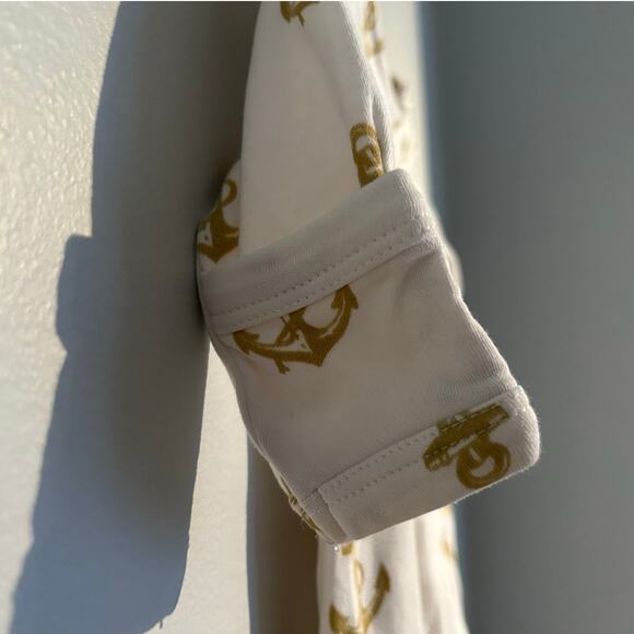 Kate Quinn Organic Cotton Elastic Sleep Bag, White with Gold Anchors, 0-3 Months - Picture 2 of 6